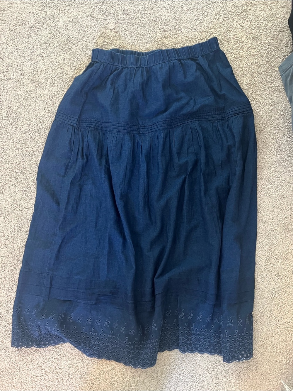 Gap x Doen Women's Navy Eyelet Hem Midi Skirt